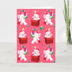 Kawaii Cartoon X-mas White Elephant Feiertagskarte