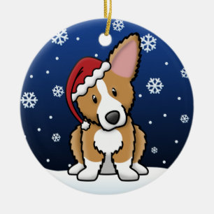 Kawaii Cartoonflaumiger Pembroke-WaliserCorgi Keramikornament