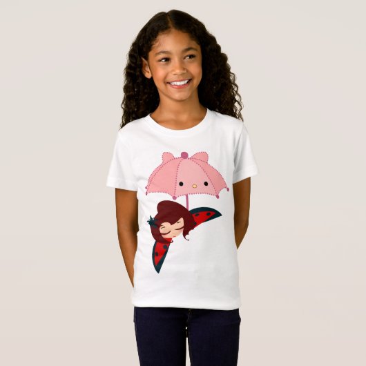 kawaii Cartoonregenschirm kleinen Mädchens T-Shirt (Vorne ganz)