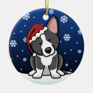 Kawaii Cartoonschwarzer u. weißer Keramik Ornament