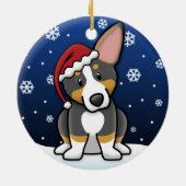 Kawaii CartoonTricolor Pembroke-WaliserCorgi Keramikornament (Hinten)
