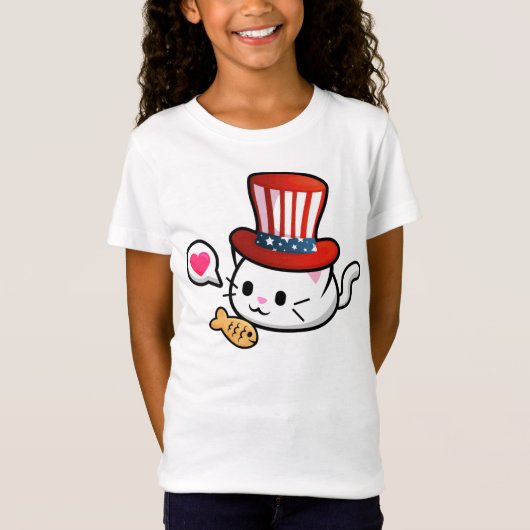 Kawaii Cat 4. Juli T-Shirt (Vorderseite)