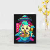 Kawaii Cat Alien Ufo Ramen Graphic Tee Funny Japan Karte (Gelbe Blume)