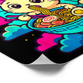 Kawaii Cat Alien Ufo Ramen Graphic Tee Funny Japan Poster (Ecke)