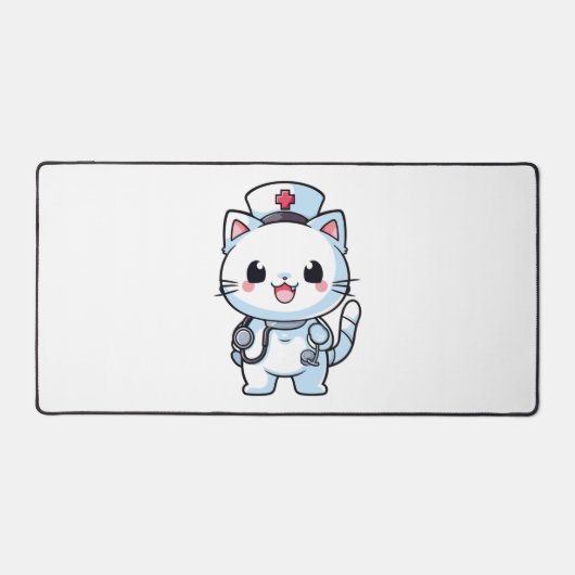 Kawaii Cat als Krankenschwester Schreibtischunterlage (Vorderseite)