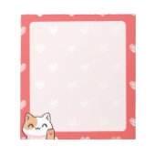 Kawaii Cat and Hearts Notepad Notizblock (Vorderseite)