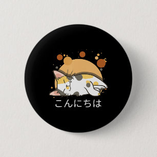 Kawaii Cat Anime Japanisches Geschenk Girls Women Button