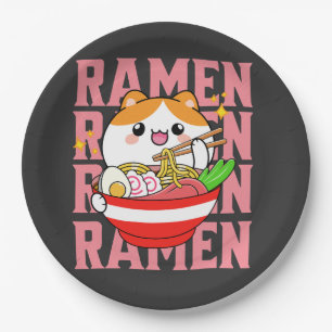 Kawaii Cat aß Ramen Pappteller