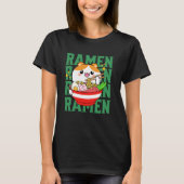 Kawaii Cat aß Ramen T-Shirt (Vorderseite)