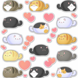 Kawaii Cat Assortiment Vinyl Stickers Aufkleber