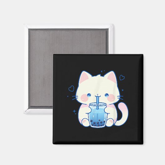 Kawaii Cat Boba Japanese Cute Aesthetic Anime Girl Magnet (Vorderseite/Rückseite)