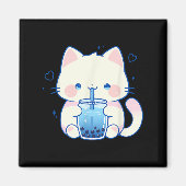 Kawaii Cat Boba Japanese Cute Aesthetic Anime Girl Magnet (Vorne)