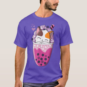Kawaii Cat Boba Tea Funny Japanese Anime Bubble Th T-Shirt
