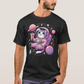 Kawaii Cat Bubble Boba Tea In Space Astronaut T-Shirt (Vorderseite)