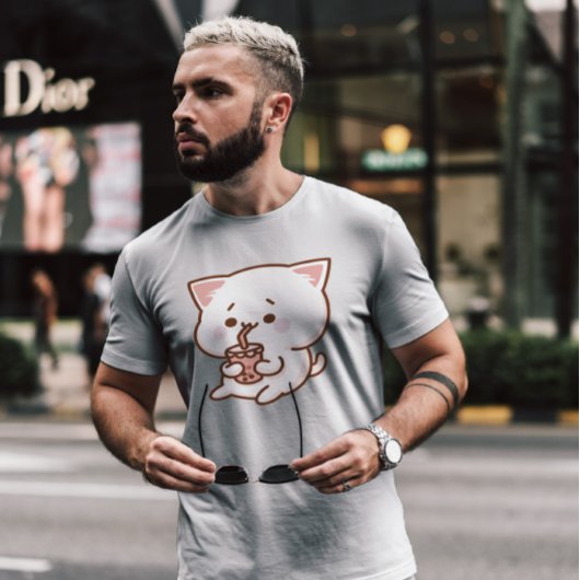 Kawaii Cat Bubble Tea T-Shirt