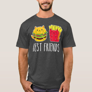 Kawaii Cat Burger and Fries Best Friend BFF T-Shirt