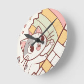 Kawaii Cat Bursting Wall clock cute  Runde Wanduhr (Winkel)