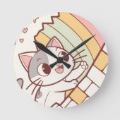 Kawaii Cat Bursting Wall clock cute  Runde Wanduhr (Vorderseite)