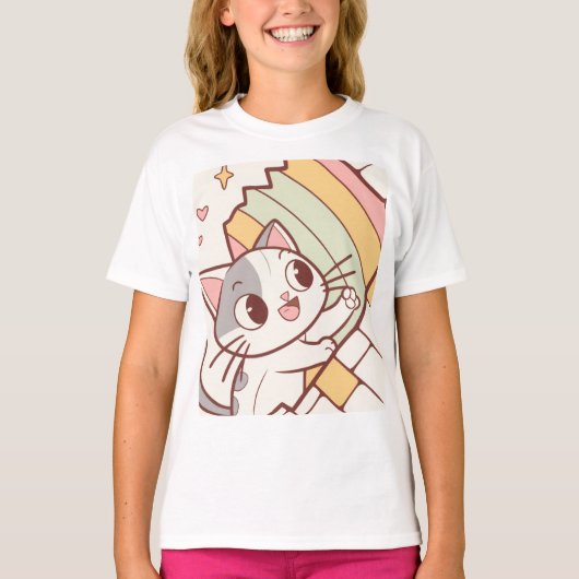 Kawaii Cat Bursting Wall clock cute  T-Shirt (Vorderseite)