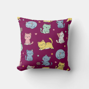 Kawaii Cat Cartoon Pattern Pillow Kissen