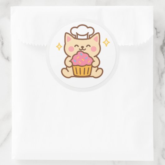 Kawaii Cat Chef With Cupcake Sticker (Tasche)