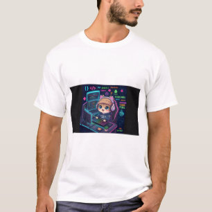 Kawaii Cat Coder T-Shirt Süße Neon-Programmierer