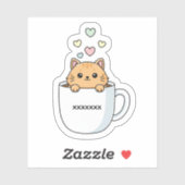 Kawaii Cat & Coffee Hearts Illustration Aufkleber (Blatt)