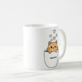 Kawaii Cat & Coffee Hearts Illustration Kaffeetasse (VorderseiteRechts)