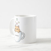 Kawaii Cat & Coffee Hearts Illustration Kaffeetasse (Vorderseite Links)