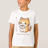 Kawaii Cat & Coffee Japanischer Art T - Shirt (Vorderseite)