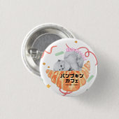 Kawaii Cat & Croissant – Harajuku Aesthetic Button (Vorne & Hinten)