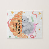 Kawaii Cat & Croissant – Harajuku Aesthetic Puzzle (Horizontal)