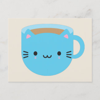 Kawaii Cat Cup of Tea Postkarte