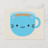 Kawaii Cat Cup of Tea Postkarte (Vorderseite)