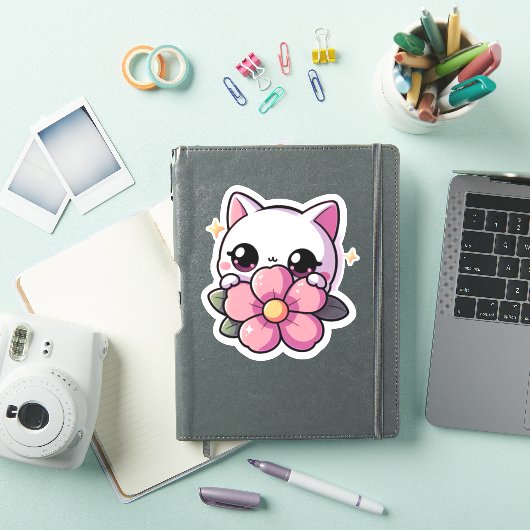 Kawaii cat Custom-Cut Vinyl Sticker (iPad Hülle)