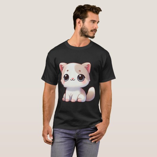 Kawaii Cat Design Adorable Kitten Artwork T-Shirt (Vorne ganz)
