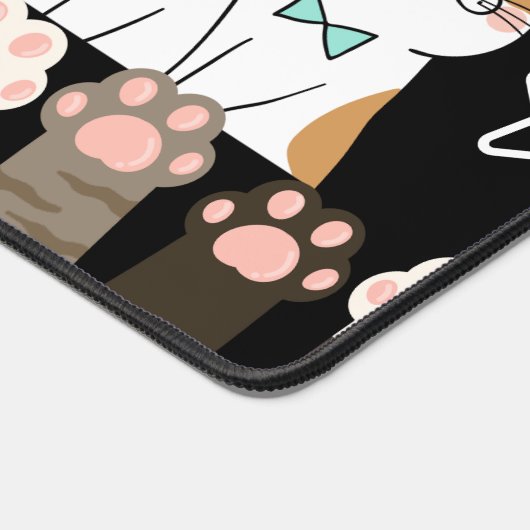 Kawaii Cat Desk Mat - Niedlich Office oder Gaming Schreibtischunterlage (Ecke)