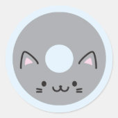 Kawaii Cat Donut Runder Aufkleber (Vorderseite)