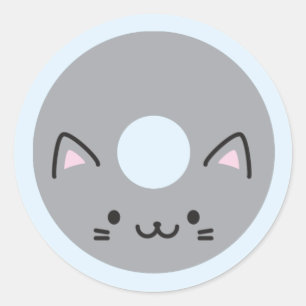 Kawaii Cat Donut Runder Aufkleber