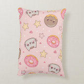 Kawaii Cat, Donut und Star Pattern Dekokissen (Rückseite(Vertikal))