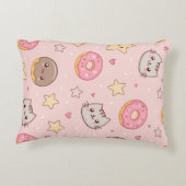 Kawaii Cat, Donut und Star Pattern Dekokissen (Rückseite)