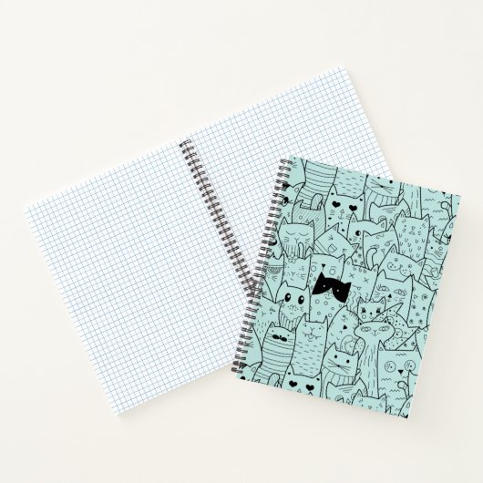 Kawaii Cat Doodles Pattern Notizblock (Innenseite)
