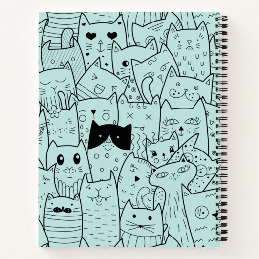 Kawaii Cat Doodles Pattern Notizblock (Rückseite)