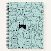Kawaii Cat Doodles Pattern Notizblock (Vorderseite)