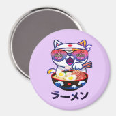 Kawaii Cat Eating Ramen - Niedliche japanische Nud Magnet (Vorderseite/Rückseite)