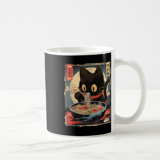 Kawaii Cat Eating Ramen Noodles Anime Gift Girls T Kaffeetasse (Rechts)