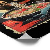 Kawaii Cat Eating Ramen Noodles Anime Gift Girls T Poster (Ecke)