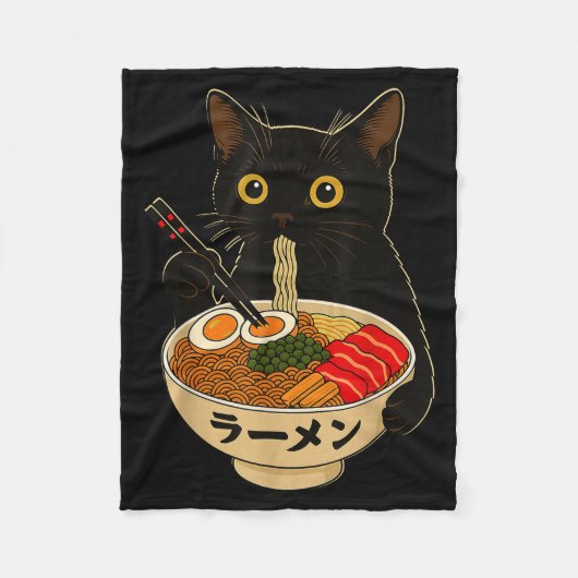 Kawaii Cat Eating Ramen Noodles Funny Anime Gift G Fleecedecke (Vorderseite)
