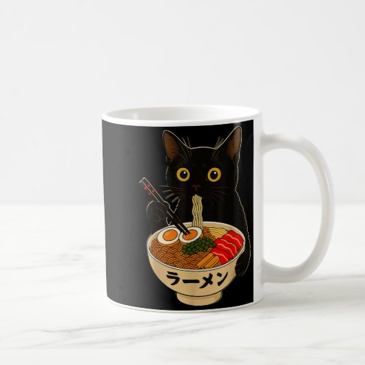 Kawaii Cat Eating Ramen Noodles Funny Anime Gift G Kaffeetasse (Rechts)