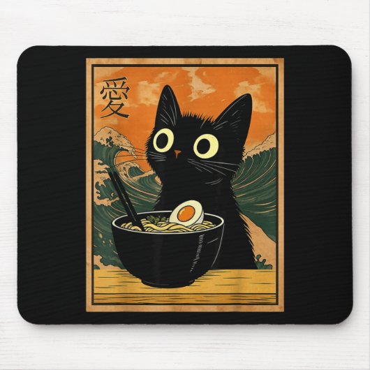 Kawaii Cat Eating Ramen Noodles Funny Anime Gift G Mousepad (Vorne)